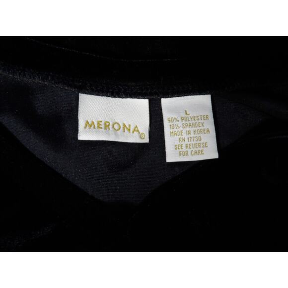 Merona Velvet Velour Shirt Large V Neck Black Long Sleeve Fairy Goth 90s Y2K - Picture 5 of 11